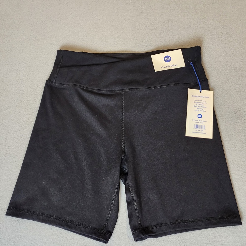 Outdoor Voices CloudKnit Bike Short Black Beauty XL OV132W 7 Inseam NWT
